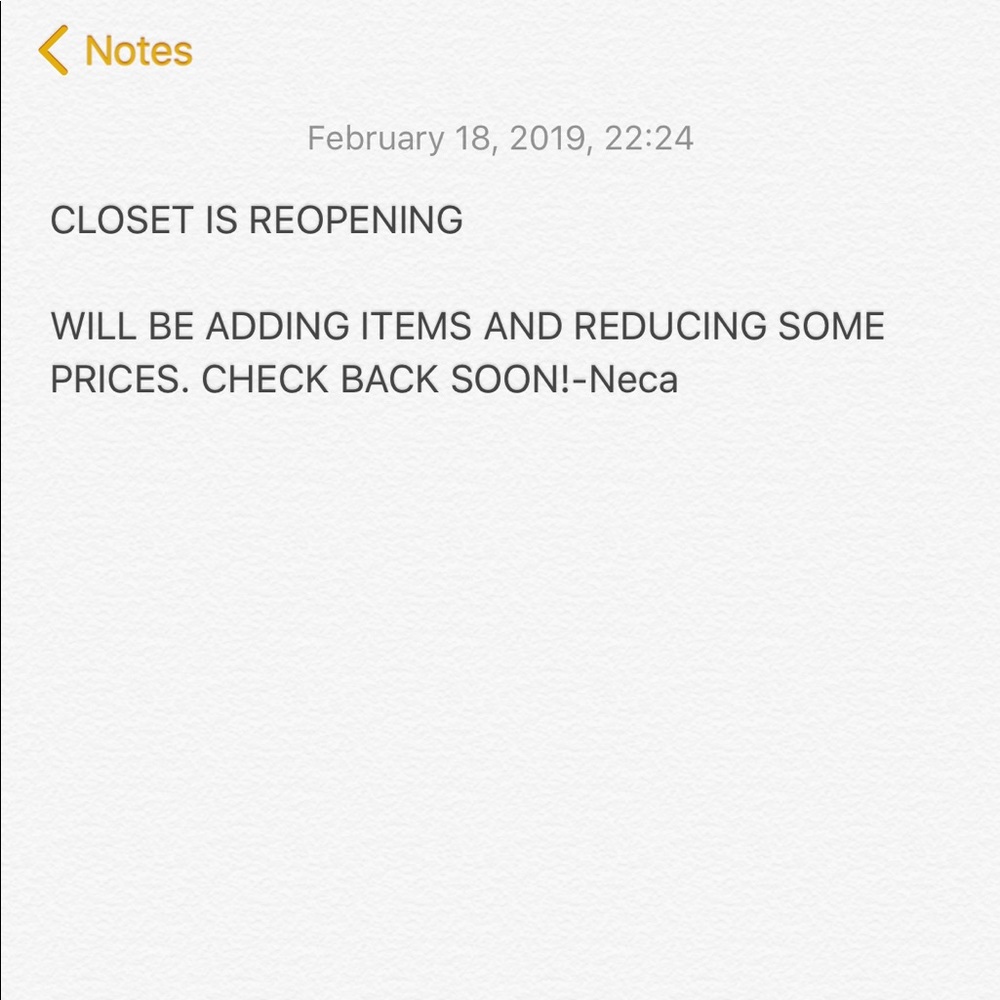 Closet Reopening!